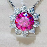 5 carat moissanite pendant necklace in 925 sterling silver with a brilliant sparkling gemstone.