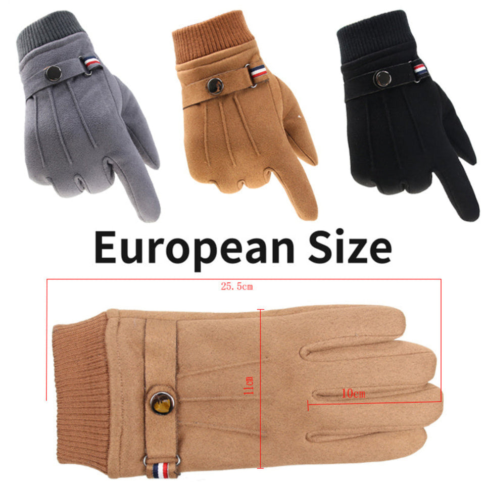 Men's suede winter gloves with soft insulated lining.