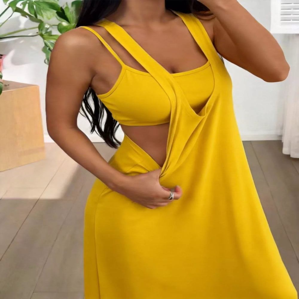 Scoop Neck Cami and Maxi Dress Set - Black