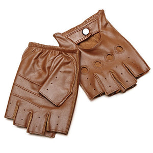Sheepskin half finger winter gloves with warm insulated lining.