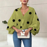 Niche Fashionable French Polka Dot Half-open Collar Design Loose Bubble