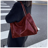 Vintage Women's Tote Bag Athletic Casual Fashion Large Capacity Leather