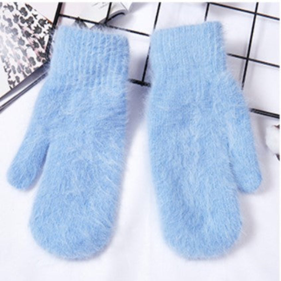 Women's Angora wool winter gloves with a soft and warm design.