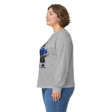 Skateboard Bunny Long Sleeve Tee — Blue Rabbit Skate Graphic