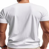 Men's Full Size Casual V-Neck Short Sleeve T-Shirt Plus Size - Brown