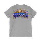 Blue Boss Streetwear Graphic V-Neck T-Shirt