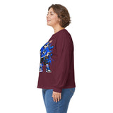 Blue Graffiti Bunny Graphic Long Sleeve T-Shirt