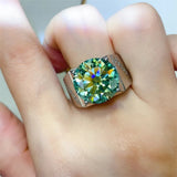 10 carat moissanite signet ring crafted in 925 sterling silver with a brilliant sparkling gemstone.