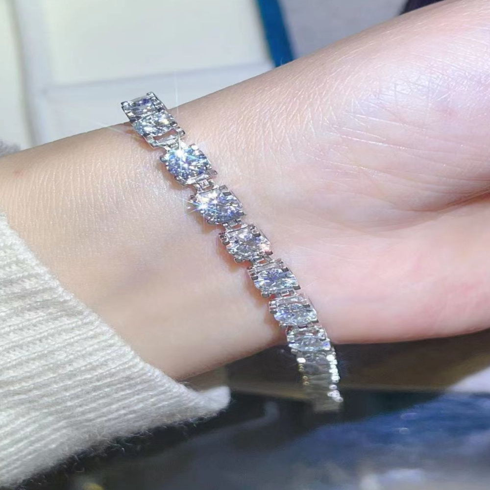 10 Carat Moissanite Platinum-Plated Bracelet - Silver