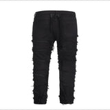 Men's Distressed Slim Fit Jeans - Black