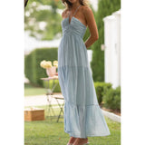 Tiered Halter Neck Cami Dress - Light Blue