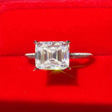 5 carat moissanite platinum-plated ring with a brilliant sparkling gemstone.
