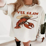 Yee Claw Graphic Round Neck Oversized T-Shirt - White