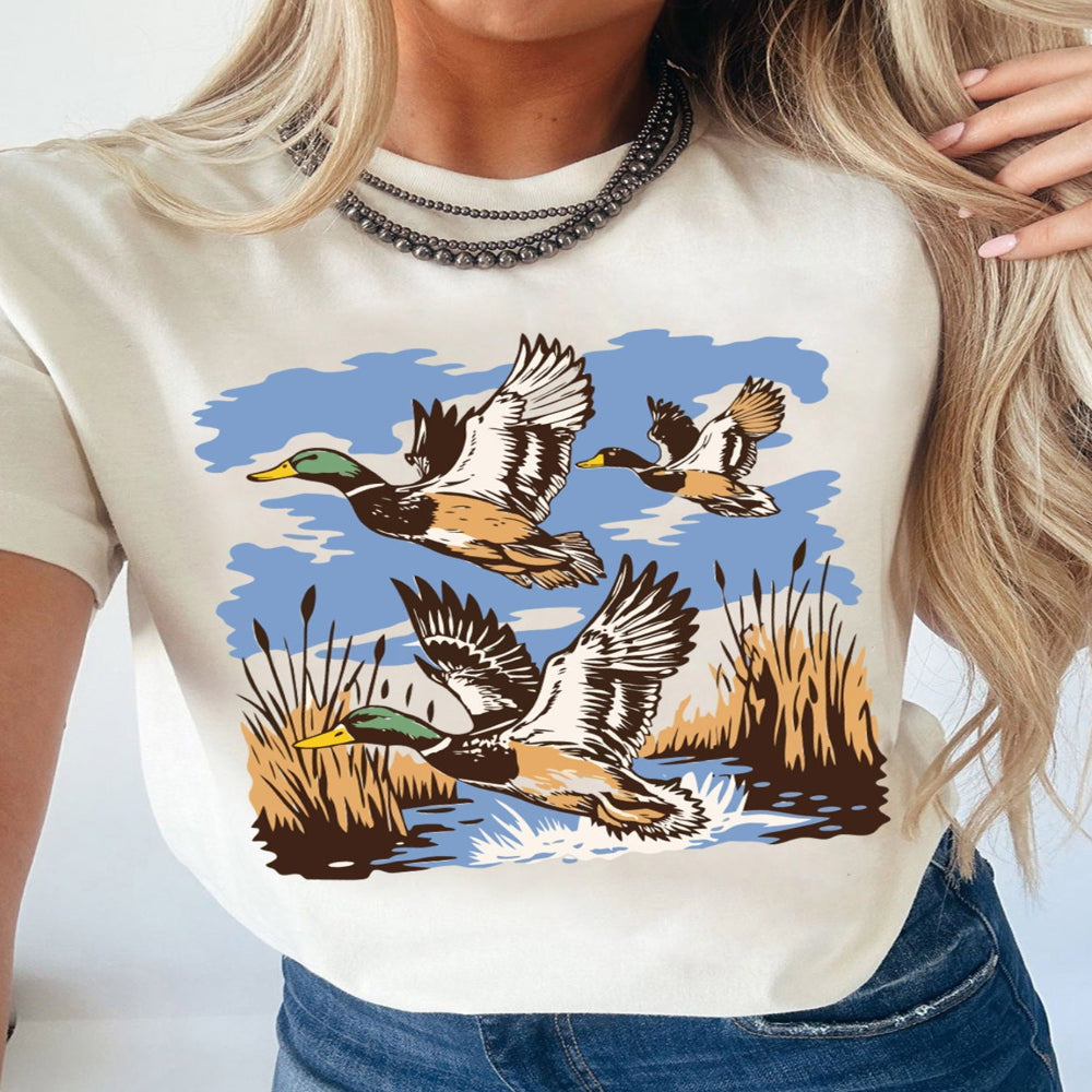 Wild Duck Graphic Round Neck Tee - White