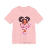Cute Girl Graphic Tee — Pink Cartoon Doll Illustration T-Shirt