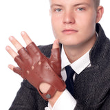 Sheepskin half finger winter gloves with warm insulated lining.