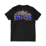 Blue Boss Streetwear Graphic V-Neck T-Shirt