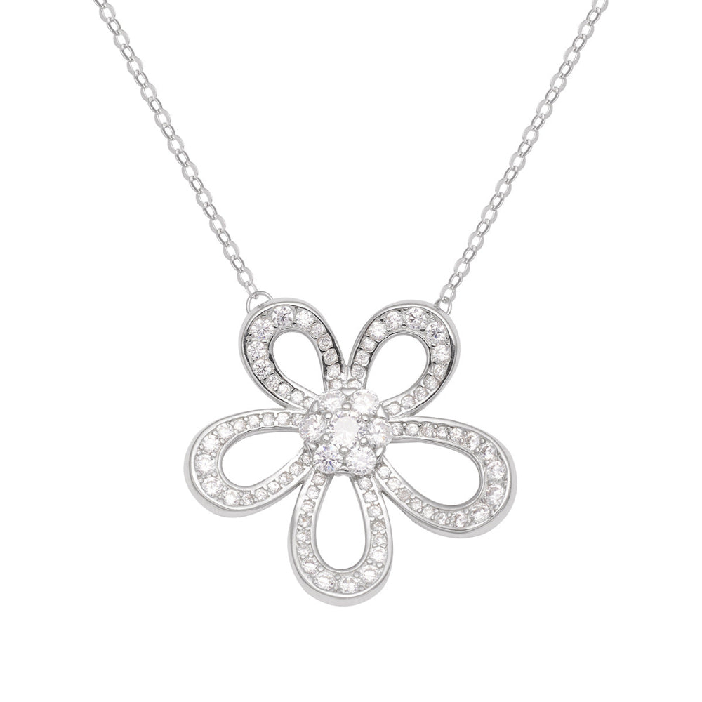 Luxury Flower Pendant Necklace – 925 Sterling Silver ✨