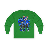 Blue Graffiti Bunny Graphic Long Sleeve T-Shirt