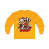 Money Makes Moves Teddy Bear Graphic Long Sleeve Shirt