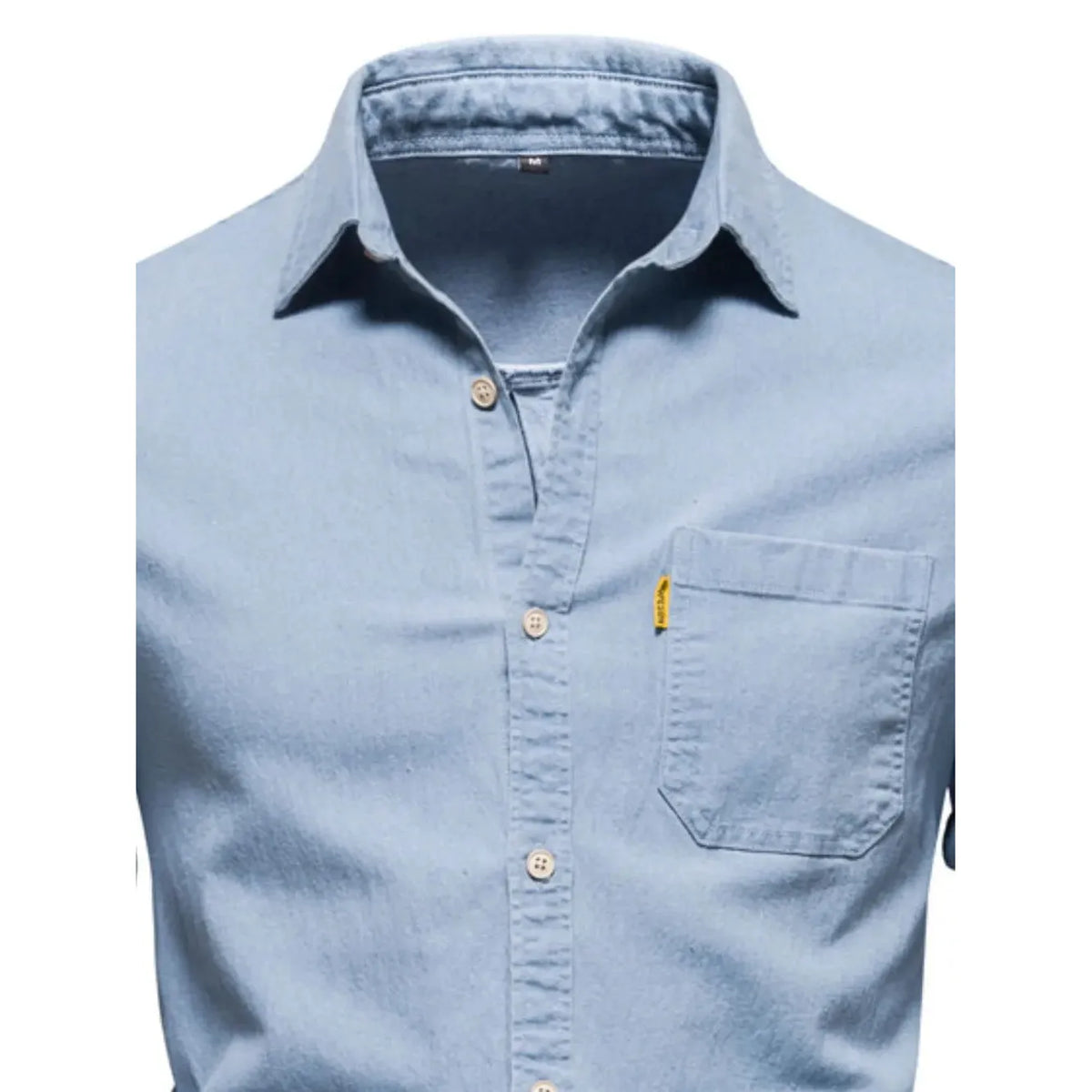Men's Button-Down Denim Shirt with Chest Pocket - Black