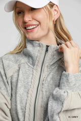 Umgee Two-Way Jacquard Zip-Up Jacket