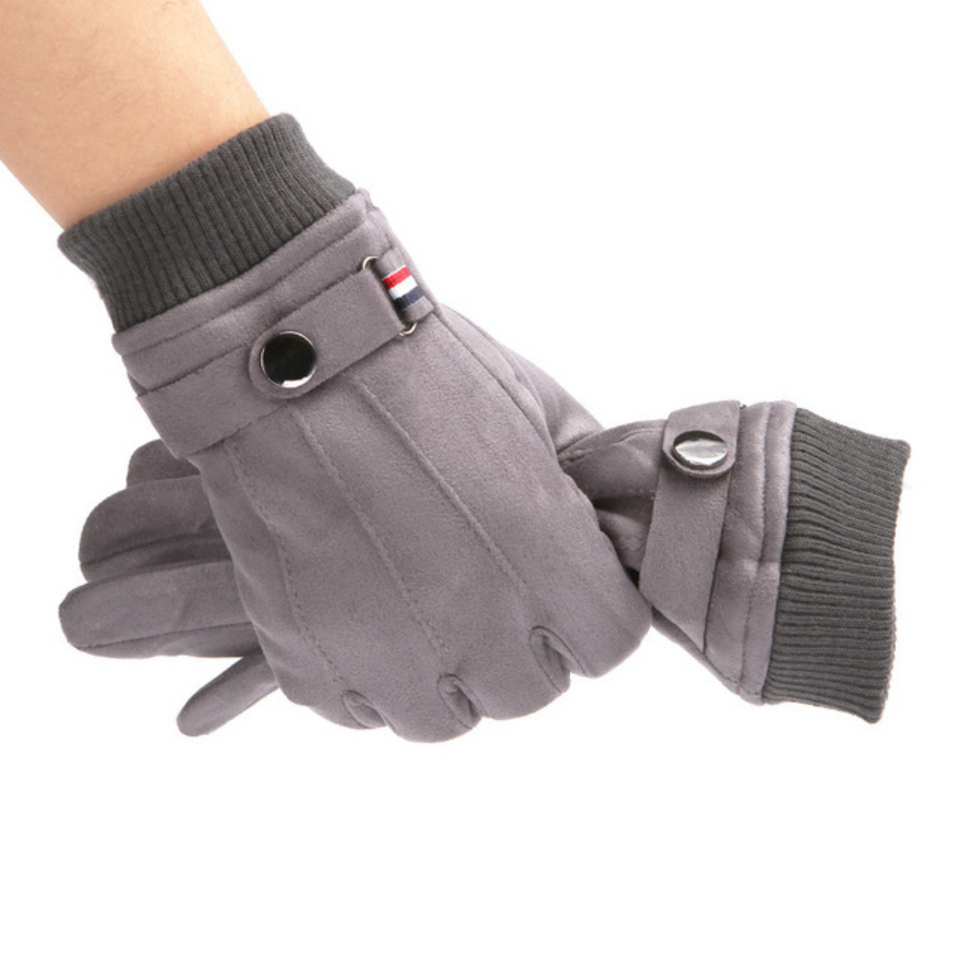 Men's suede winter gloves with soft insulated lining.