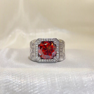 5 Carat 925 Sterling Silver Moissanite Ring - Red