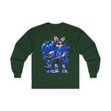 Blue Graffiti Bunny Graphic Long Sleeve T-Shirt
