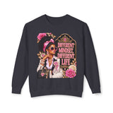 Crewneck Sweatshirt — 'Different Mindset, Different Life' Floral Afrocentric Design