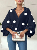 Niche Fashionable French Polka Dot Half-open Collar Design Loose Bubble