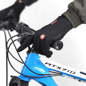 Waterproof touchscreen motorcycle winter gloves for outdoor riding.
