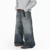 Men's Vintage Wash Wide Leg Jeans - Blue