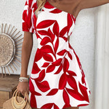 Women's Floral Puff Sleeve Summer Midi Dress - Green