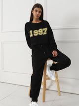 Women’s 1997 Cropped Sweatshirt & Jogger Set - Black