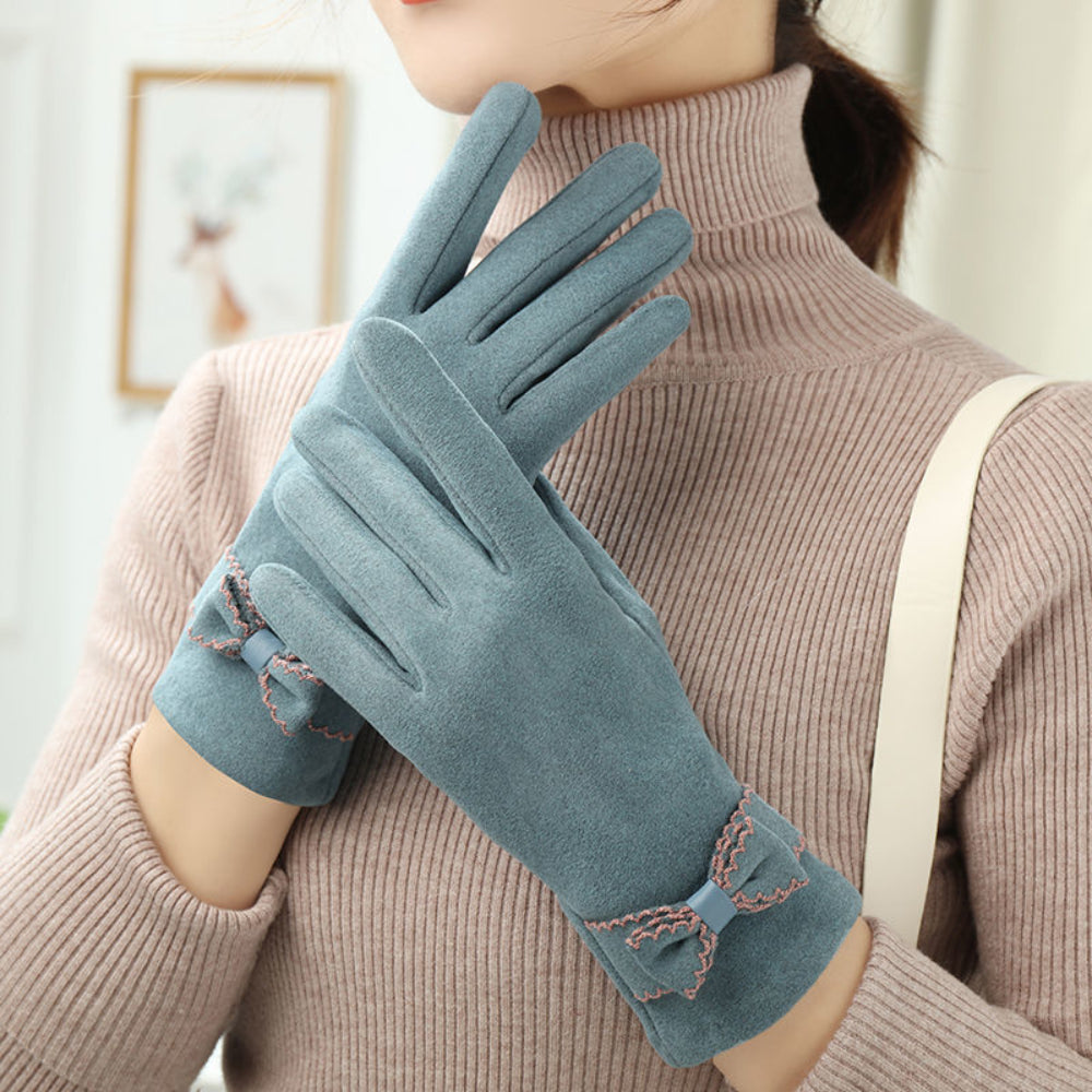 Women's Fleece Winter Fashion Gloves - Grey
