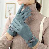Women's fleece winter fashion gloves with soft warm lining.