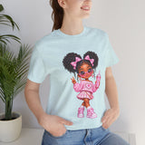 Cute Girl Graphic Tee — Pink Cartoon Doll Illustration T-Shirt