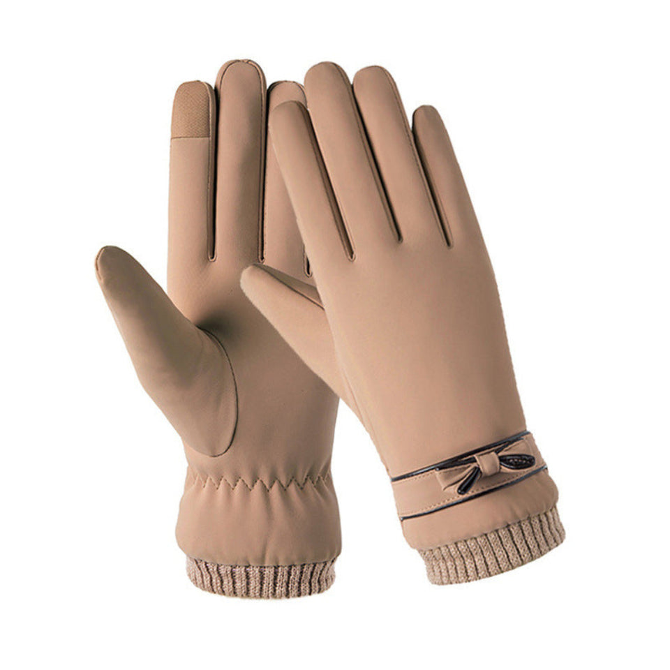 Women's soft touch winter gloves with a smooth insulated finish for cold weather.