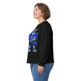 Blue Graffiti Bunny Graphic Long Sleeve T-Shirt