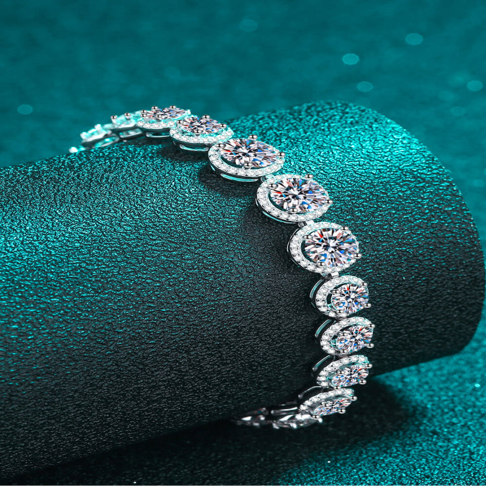 10.4 carat moissanite bracelet crafted in 925 sterling silver with brilliant sparkling gemstones.
