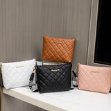 Small Messenger Bag For Women Trend Lingge Embroidery Female Shoulder - Brown
