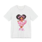 Cute Girl Graphic Tee — Pink Cartoon Doll Illustration T-Shirt