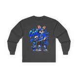 Blue Graffiti Bunny Graphic Long Sleeve T-Shirt