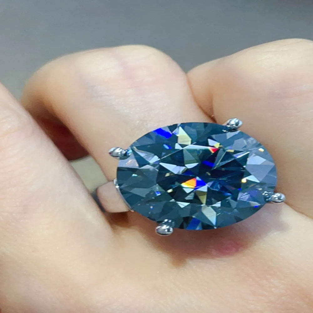 Luxury 20 Carat Moissanite Ring – 925 Sterling Silver ✨ - Royal Blue