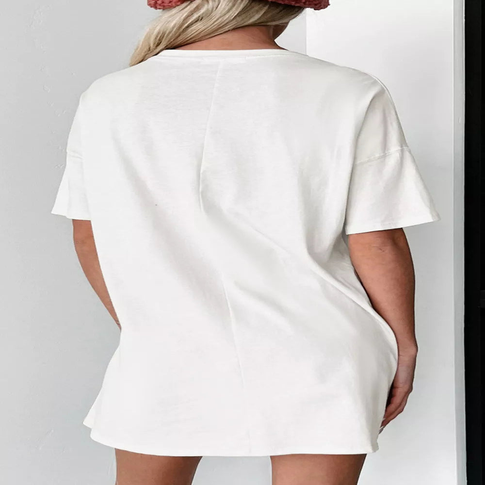 Yee Claw Graphic Round Neck Oversized T-Shirt - White