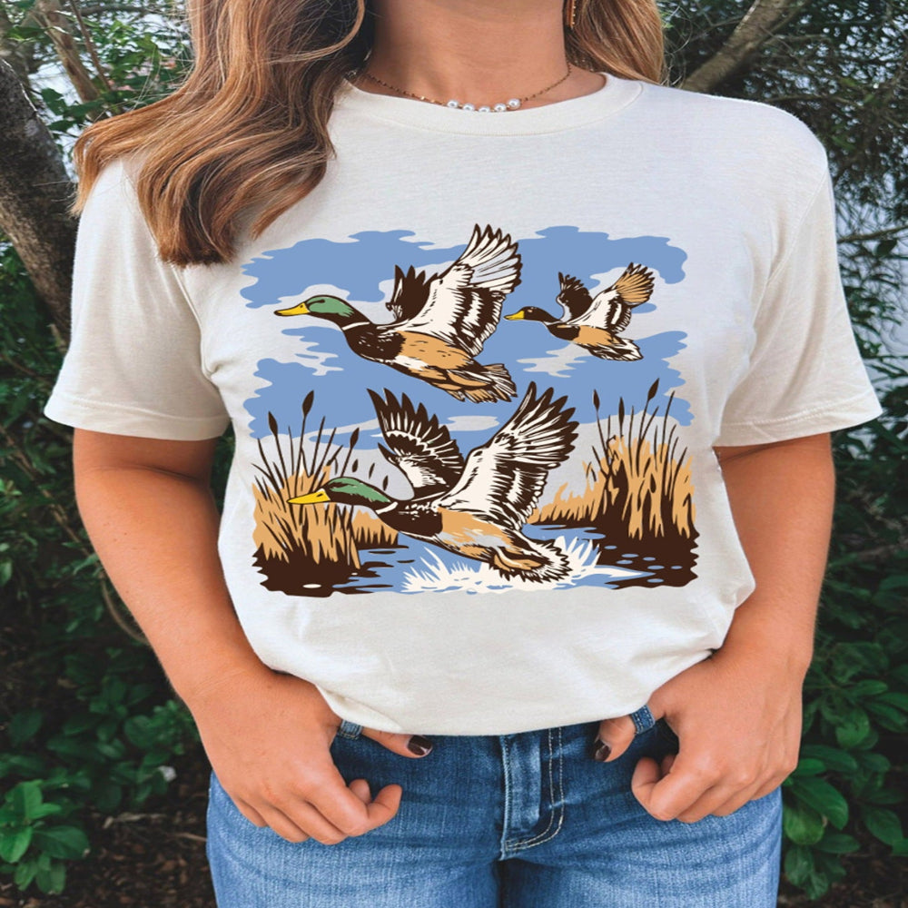 Wild Duck Graphic Round Neck Tee - White