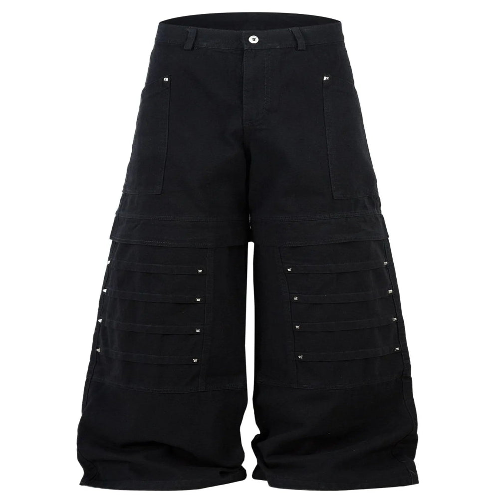 Men's Wide Leg Cargo Jeans - Black