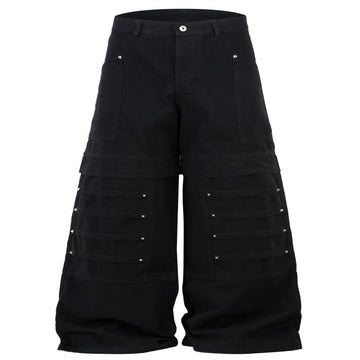Men's Wide Leg Cargo Jeans - Black