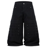 Men's Wide Leg Cargo Jeans - Black